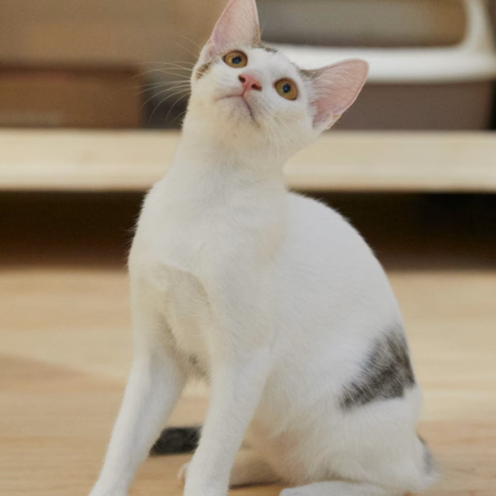 Tabby-and-white young male mixed-breed cat, Medium, shelter no. …5002