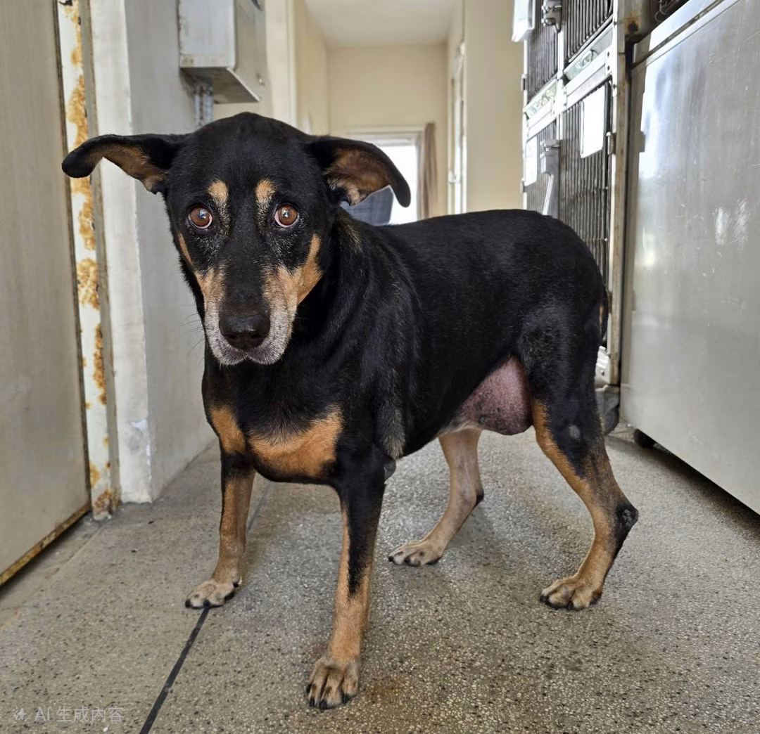 Black-and-tan adult female mixed-breed dog, Medium, shelter no. …3001