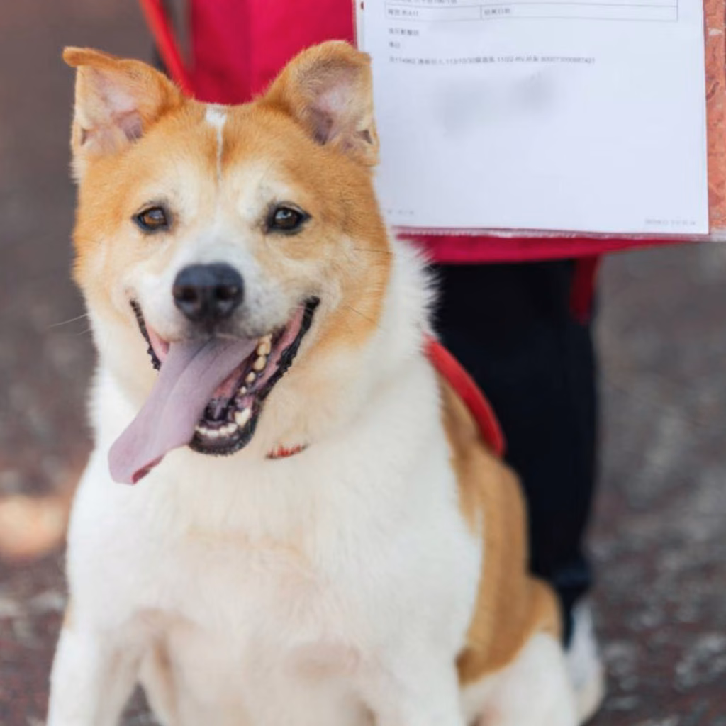 Tan-and-white adult male mixed-breed dog, Medium, shelter no. …0202