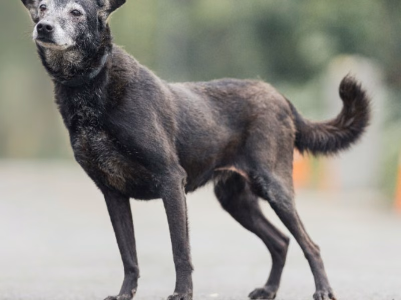 Black adult female mixed-breed dog, Medium, shelter no. …0006